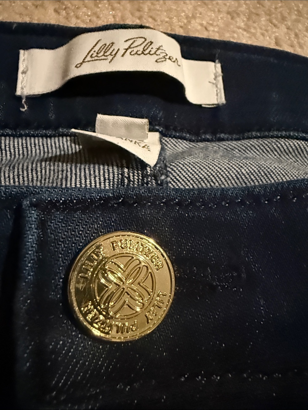 Lilly Pulitzer Navy Straight-Leg Jeans with Gold-Tone Hardware - Picture 3 of 15